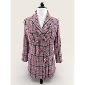 Hutch Tweed Double Breasted Jacket with Fringe Detail and Pearl Buttons, Size XL